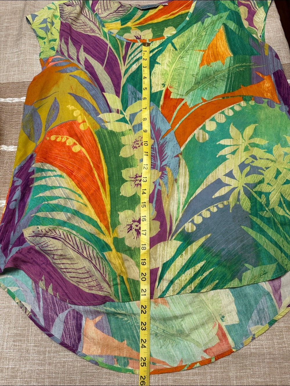 Jams world, Green Multi-Color Tropical Print Women’s Top - Picture 7 of 7